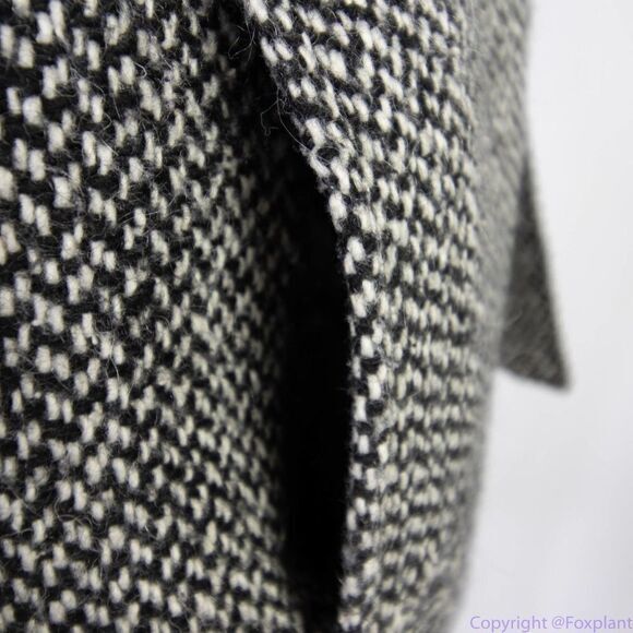 Guess wool blend black and white tweed double‎ breasted coat tie waist, size M - Picture 12 of 16